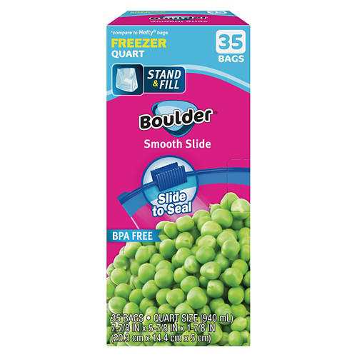 Boulder Quart Slider Freezer Bags, 35 count
